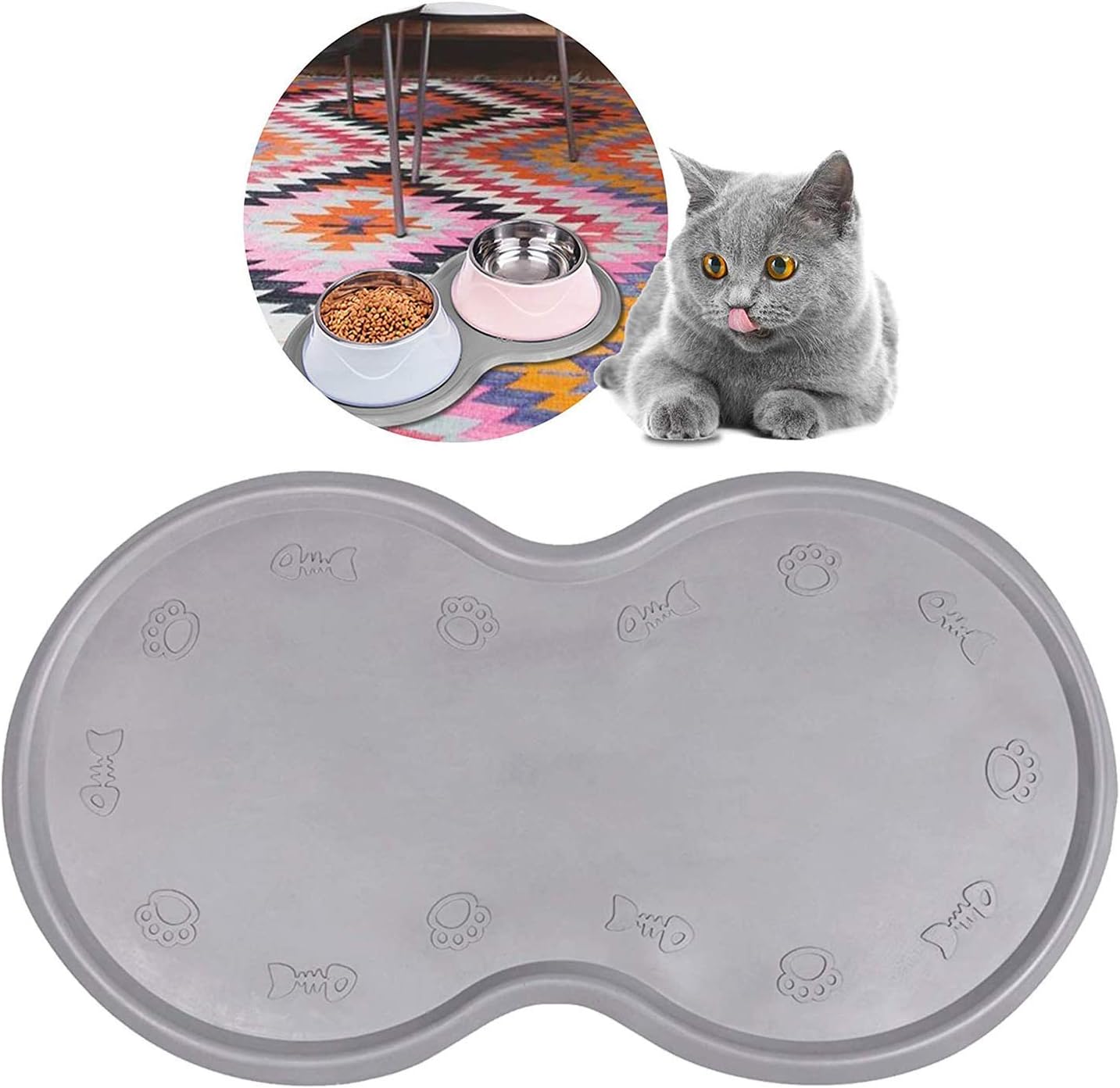 Pet Feeding Mat Cat & Dog Mats for Food & Water Flexible and Easy to Clean