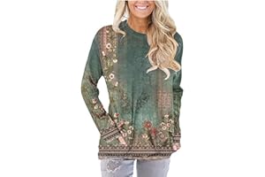 Ceboyel Womens Floral Print Sweatshirt Crewneck Long Sleeve Shirts Blouse Loose Fit Pullover Tops Retro Boho Fall Clothes