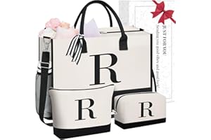 BAGAIL Initial Tote Bag, Personalized Birthday Gifts for Women, Teacher, Friends, Mom, Wedding, Monogrammed Beach Bag