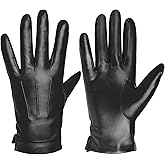Harssidanzar Mens Leather Gloves Genuine Sheepskin Cashmere Lined Warm Touchscreen Texting Gloves SM052US