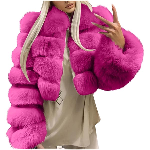 Insanity Pink Neon Fluorescent Fluffy Furry Hooded Coat