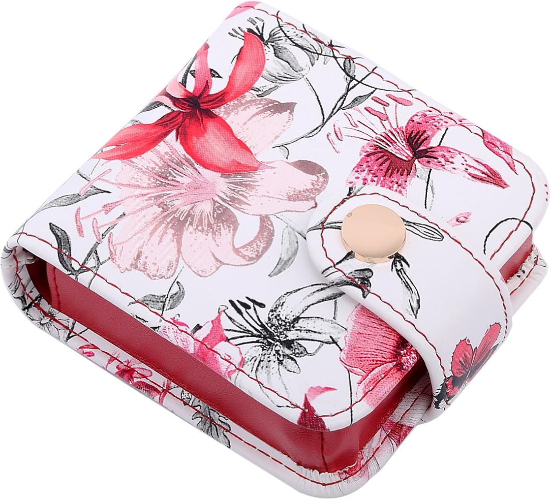 kilofly Genuine Leather Double Lipstick Case Cosmetic Makeup Holder + Gift Box, Flower 02