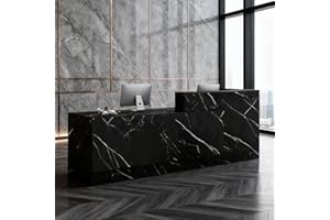 YTElantivo Reception Desk with Counter – Large Wooden Reception Station with Lockable Drawers & Storage Cabinet