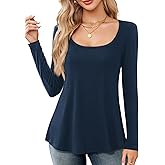 Amoretu Womens Scoop Neck Tshirt Short Sleeve Shirts Swing Tunic Tops Loose Fit