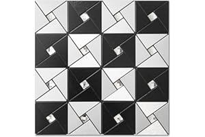 V-MOZZA Peel and Stick Backsplash Metal Tile, 10-Sheet Peel and Stick Mosaic Tiles Windmill Puzzle Glass Mixed Stick on Backsplash Tiles for Kitchen Bathroom Wall Fireplace