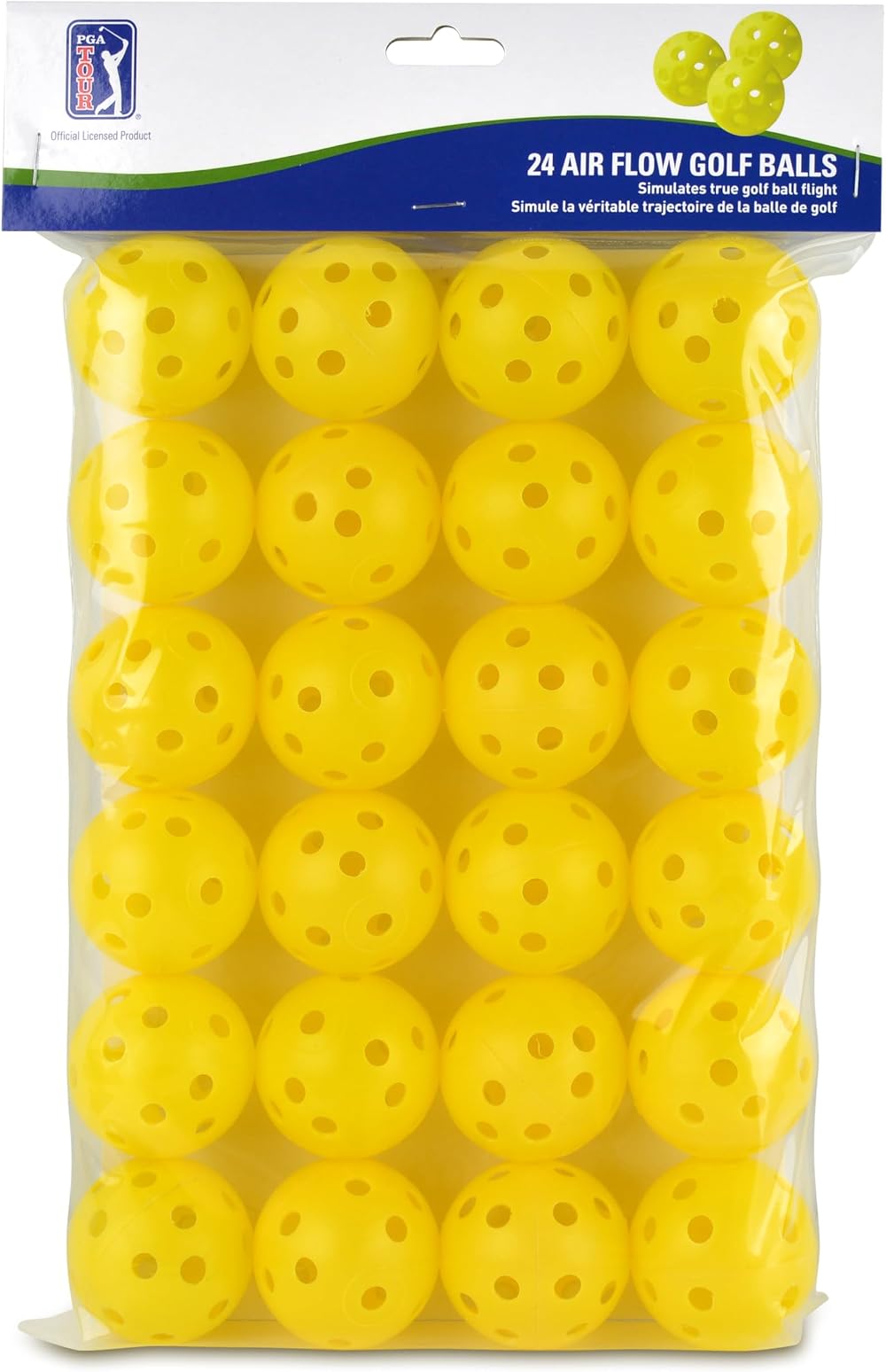 PGA TOUR 24 Pack Golf Practice Balls Lightweight Airflow Yellow/Orange/Pink