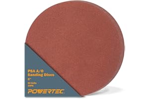 POWERTEC 110250 6-Inch PSA 60-Grit Aluminum Oxide Self Stick Sanding Disc, 10-Pack