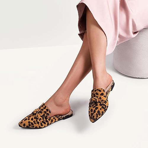 MUSSHOE Mules for Women Flats Comfortable Pointed Toe Slip on Women Mules  Flats…