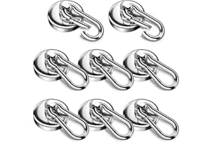 FINDMAG 8 Pack 100LBS Neodymium Magnet Hooks with Swivel Carabiner, Strong Heavy Duty Magnetic Hooks for Hanging, Kitchen, Office, Warehouse, School