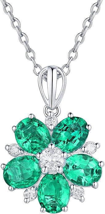 Amazon Lanmi 計1 92ct 天然 エメラルド ネックレス クローバー ペンダント K18 ホワイトゴールド レディース 婚約 結婚 記念日 プレゼント ギフト ネックレス 通販