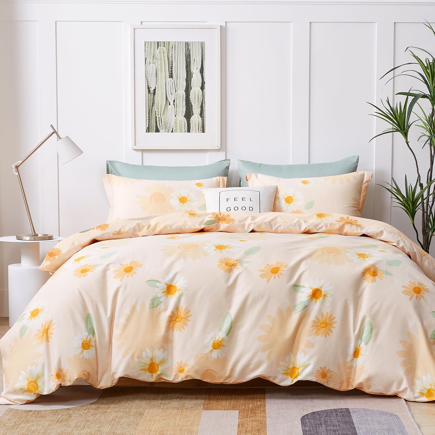 SAPHREAS Floral Daisy Duvet Cover Set 100% Cotton Autumn Comforter Duvet Cover Set Super King Size 3pc Bedding Set 1 Duvet Cover 2 Pillow Shams — image 1
