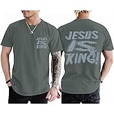 Lubpow Christian Shirts for Men Jesus is King Tshirt God Faith Inspirational Religious Sayings Tees Funny Bible Verse Tops