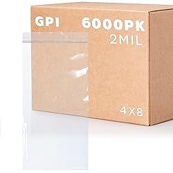 6,000 Case - 4" x 8" Long Zip Bags, 2 Mil, Clear