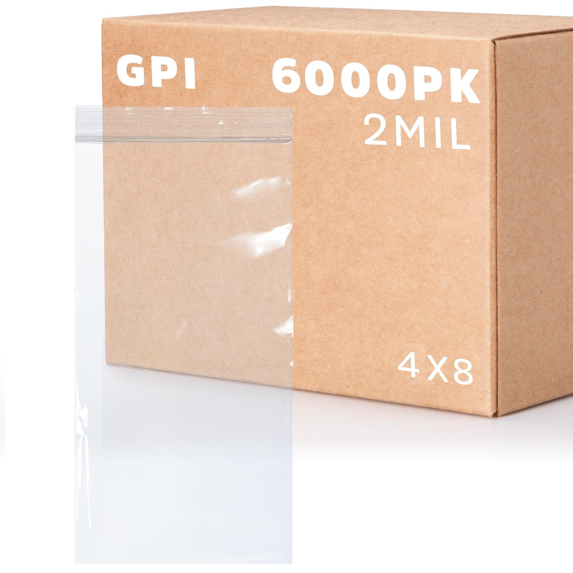 6,000 Case - 4" x 8" Long Zip Bags, 2 Mil, Clear