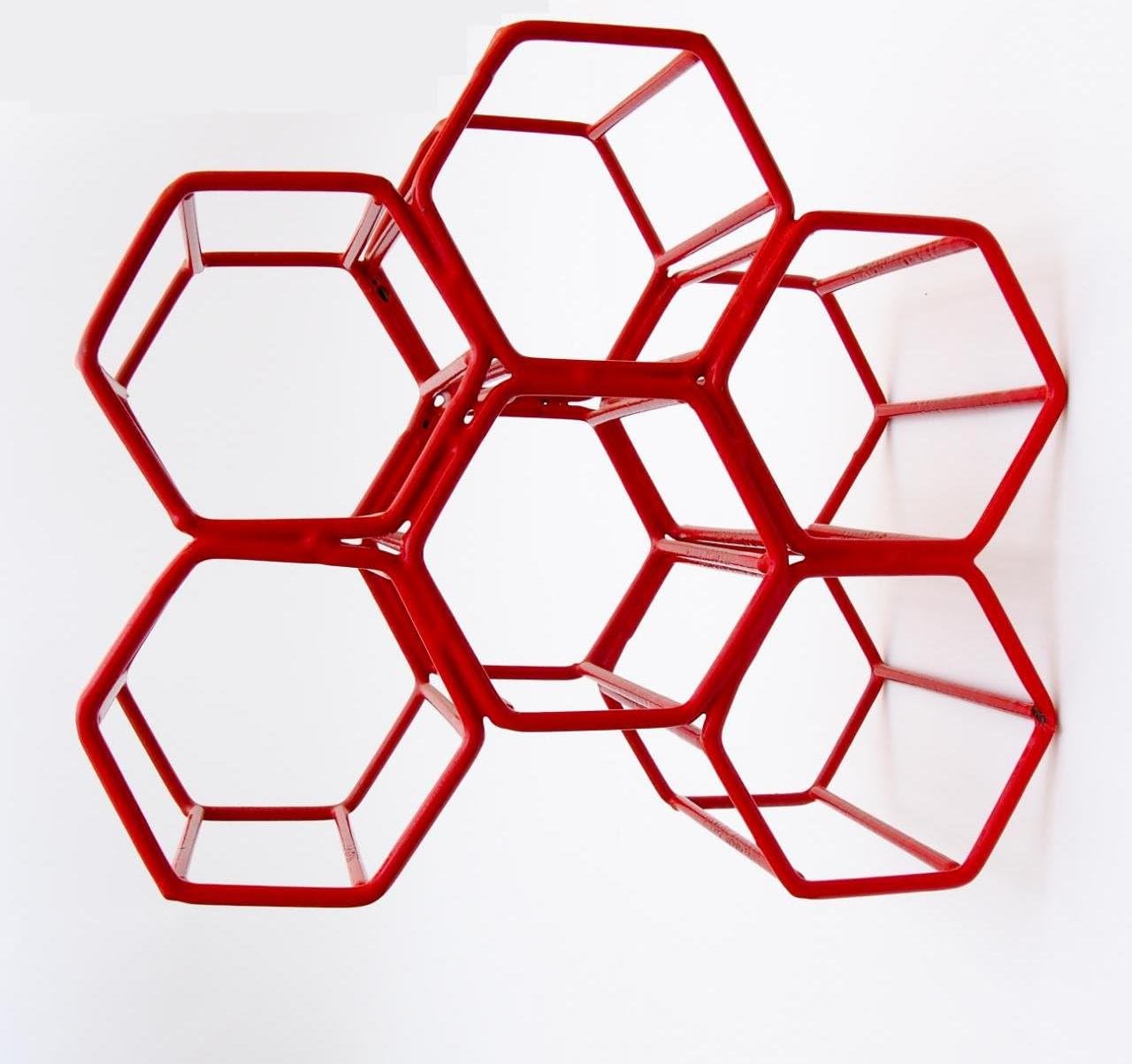 Deluxe Quality Portable Honeycomb 6 Bottles Wine Rack -Extendable Stackable (Red)