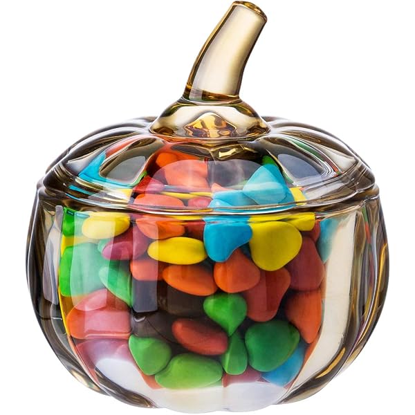 2-Piece Halloween Glass Pumpkin Candy Jar Set With Lids - Cute Fall Decor