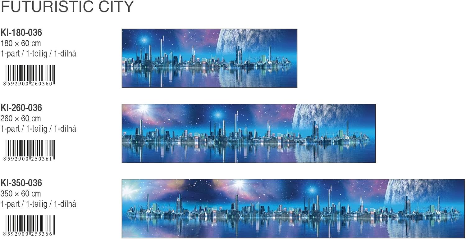 DIMEX LINE Peel and Stick Kitchen Backsplash Sticker Futuristic City, Blau, 180 x 60 cm - Image 5