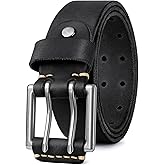 OZNDAS Real Leather Belts for Men Work Heavy Duty Double Prong Men's Belt Jeans Casual Mens Belts Leather Christmas Gifts
