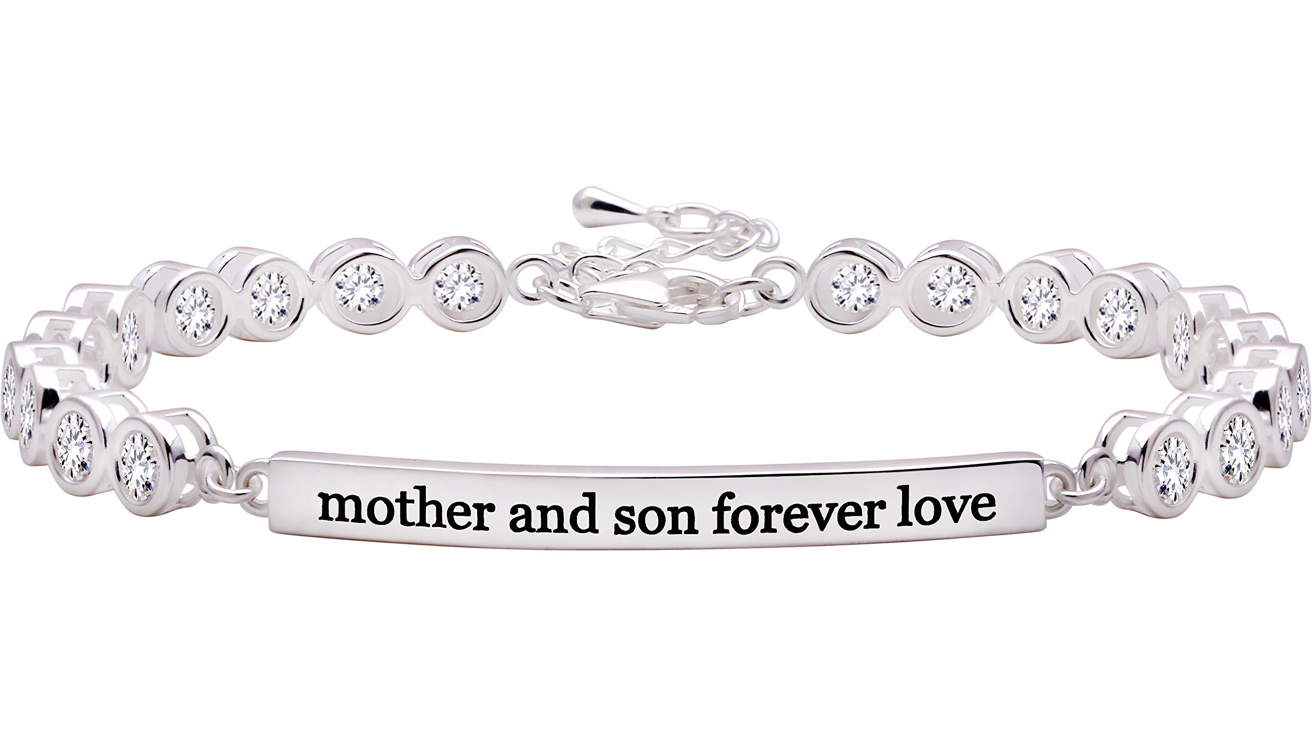 ALOV Jewelry Sterling Silver mother and son forever love Cubic Zirconia Bracelet