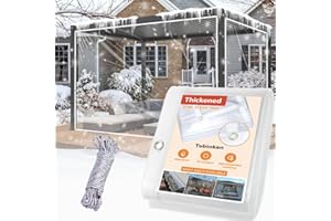 Tubtoken 20 Mil Heavy Duty Clear PVC Tarpaulins 8 x 12 FT, Waterproof Wind-Proof Transparent Vinyl Tarp for Patio Pergola Garden Canopy Rainproof Anti-Tear PVC Thick Cover with Grommets (8 x 12 FT)