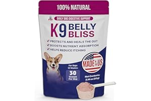 Pup Labs K9 Belly Bliss, All-Natural Gut Health for Dogs, Vet Approved Prebiotic for Dogs for Daily Digestive Support and Dog Constipation Relief, Easy to Use Topper for Dry and Wet Food, 30 Scoops.