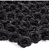 Bright Creations Black Artificial Roses Bulk - 3-Inch Stemless Foam Roses 50 Pack for Crafts & Home Decor
