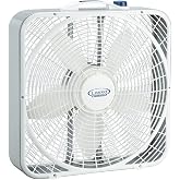 Lasko Weather-Shield Performance Box Fan, 3 Speeds, Innovative Wind Ring System for Up to 30% More Air, Carry Handle for Bedroom, Office, Home, 20 Inch, White, 3720