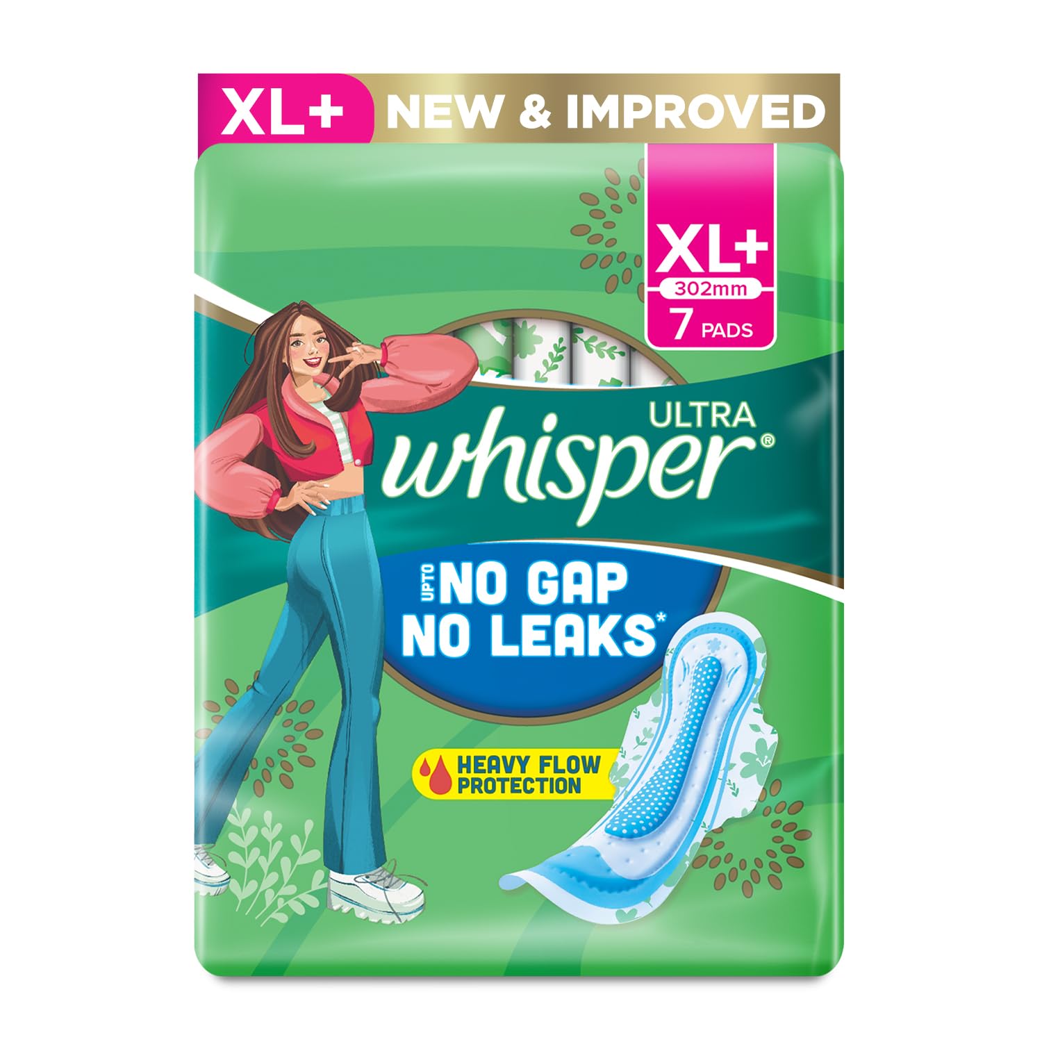 Whisper Ultra Clean XL+ 7 Pads Sanitary Napkins for Women (317mm)