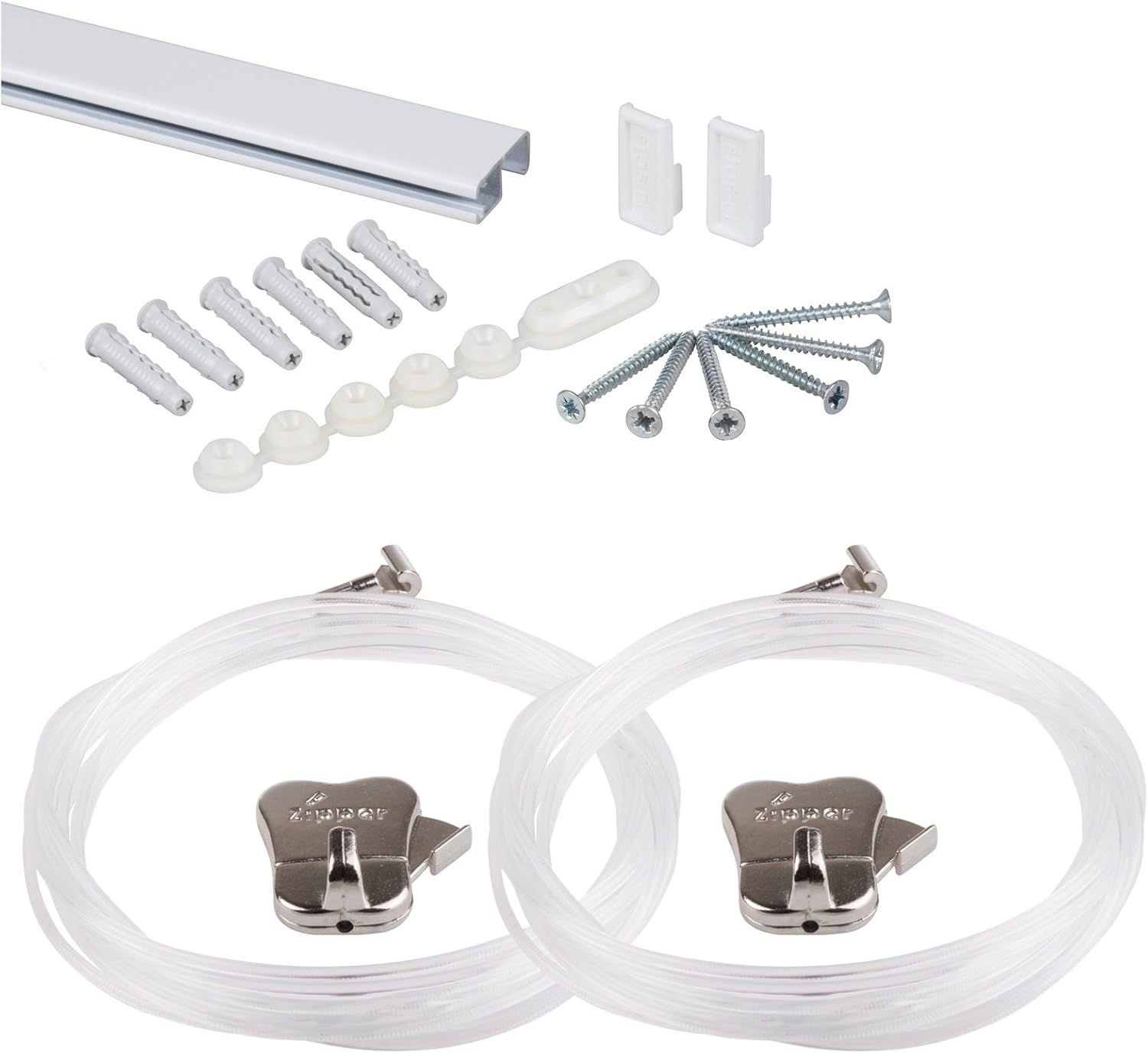 STAS Art Hanging System cliprail pro White 150 cm Complete kit, incl. 2 Cords 150cm with 2