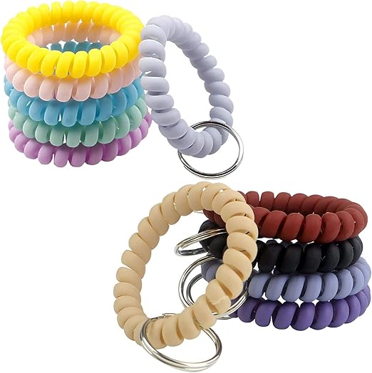 BIHRTC Wrist Keychain Plastic Spring Flexible Spiral Wrist