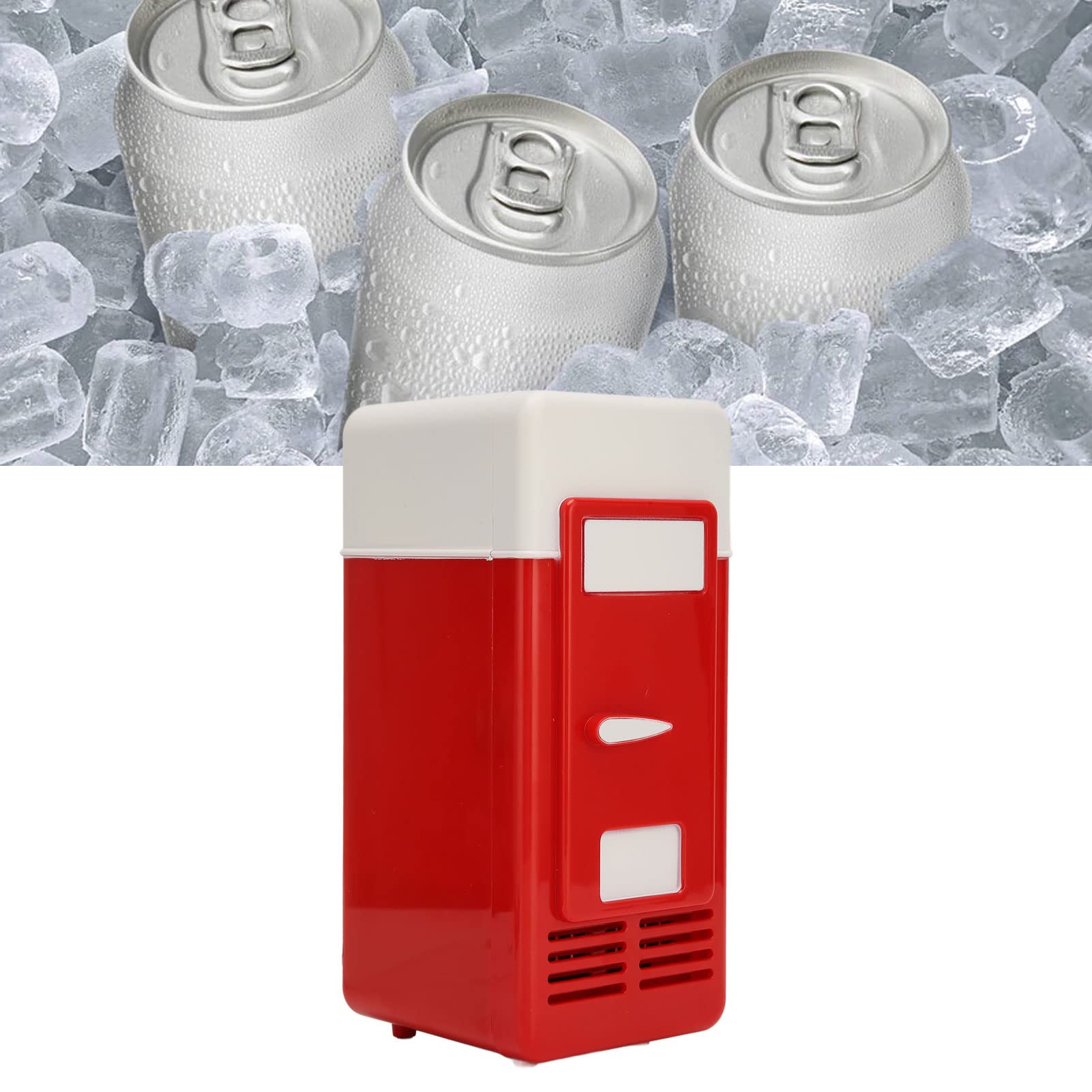 Mini Fridge, USB Fridge Insulated Cooling Small Portable Low Decibel Energy Saving Semiconductor Refrigeratior for Bedroom, Car, Office Desk & Dorm Room (Red)
