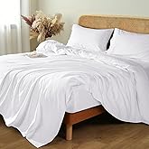 Shilucheng 100% French Linen Sheets - Queen Size Bed Sheets, Breathable & Cooling Pure Linen Sheets,Soft Durable and Tear Resistant -16 Inch Deep Pocket - 4Pcs (White, Queen)