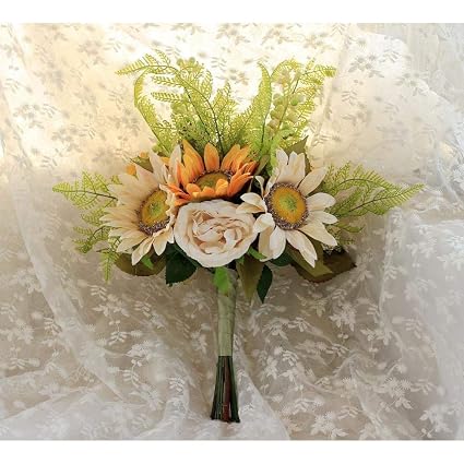 Suwind Bouquet De Mariée Fleurs Artificielles Tournesol