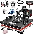 TOPDEEP 5 in 1 Heat Press Machine, Heat Press 15x15 inch, T Shirt Pressing Machine Slide Out Design, Multifunction Heat Press Transfer Machine Sublimation Combo for T-Shirt/Hat/Mug/Plate