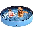 Foldable Kiddie Pool Hard Plastic Kids Pool, 70.8" x 12", Portable PVC Dog Swimming Pool, Indoor & Outdoor Collapsible Pet Pool Bath Tub for Dogs, Cats and Kids - XXLarge & Blue
