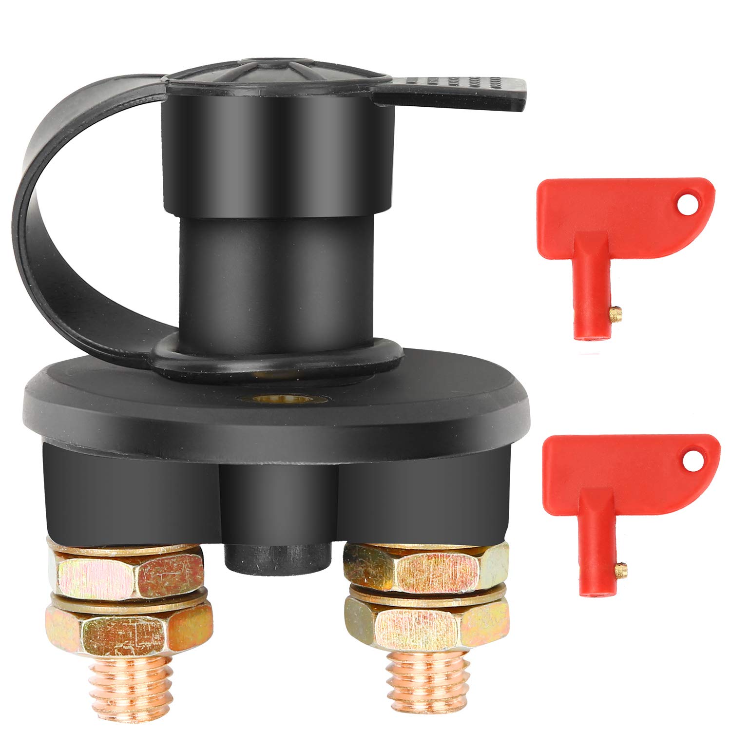 Battery Isolator Cut Off Switch - 12V/24V Automotive Emergency Power Kill Disconnector for Car