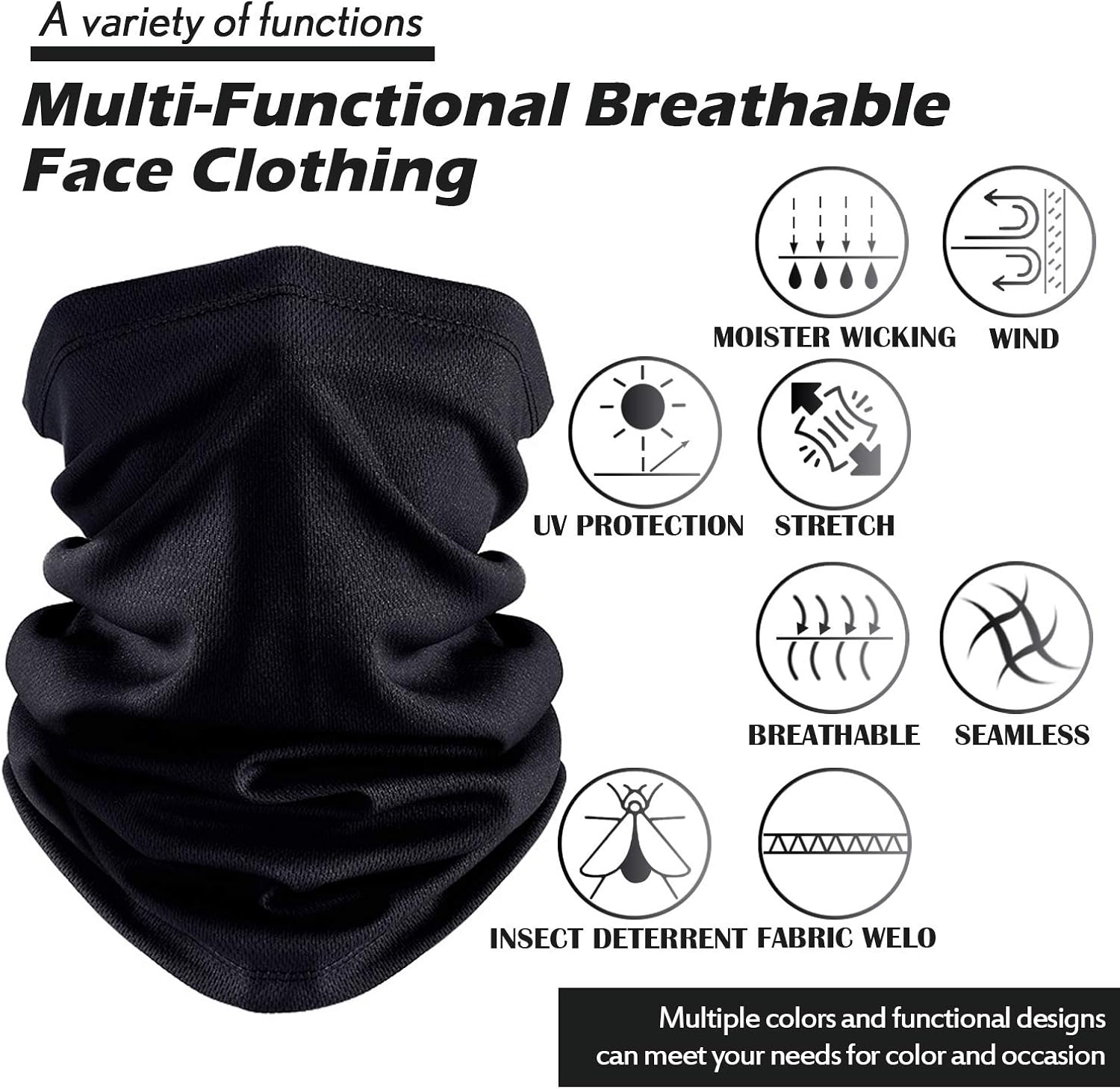 6 Pieces Summer Face Cover UV Protection Neck Gaiter Scarf Sunscreen Breathable Bandana (Adult Size): Clothing