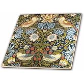 3dRose William Morris Strawberry Thief Pattern - Ceramic Tile, 6-Inch (ct_219390_2),Multicolor