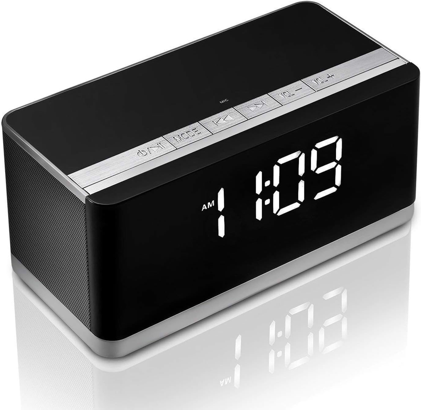 Portable Bluetooth Speaker,Wireless Hi-fi Speaker,Stereo Sound Speaker with Alarm Clock,10W HD Sound,FM Radio,Bold Bass,Sleeping Mode,Hands-Free, 8H Playtime for Smart Phone,iPhone, iPad,Samsung