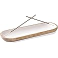Folkulture Incense Holder for Home | Modern Incense Burner or Insence-Stick Holder for Gifts| Mango Wood Incense Tray Trough for Sticks 12 x 4 Inches, White