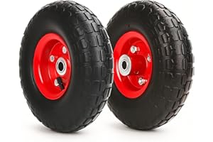 PEAKTOW PTW0001 New 10” 4.10/3.50-4” All Purpose Utility Pneumatic Air Tire on Wheel for Dolly Hand Truck Cart – 2PK