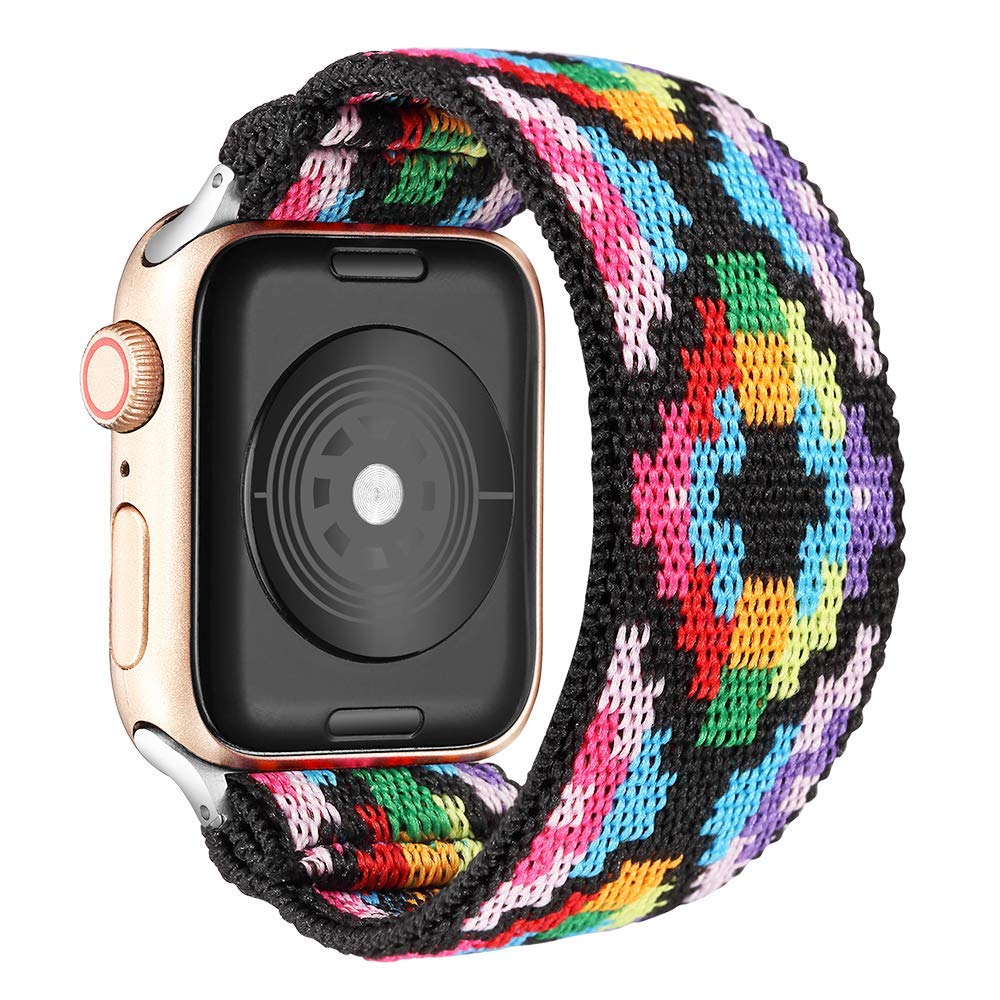 Stretchy Band Compatible with Apple Watch Strap Scrunchies Elastic 38mm/40mm/41mm/42mm/44mm/45mm/49mm Retro Pattern Printed Replacement Wristband for iWatch ultra/8/7/se/6/5/4/3,Bohemia multicolor
