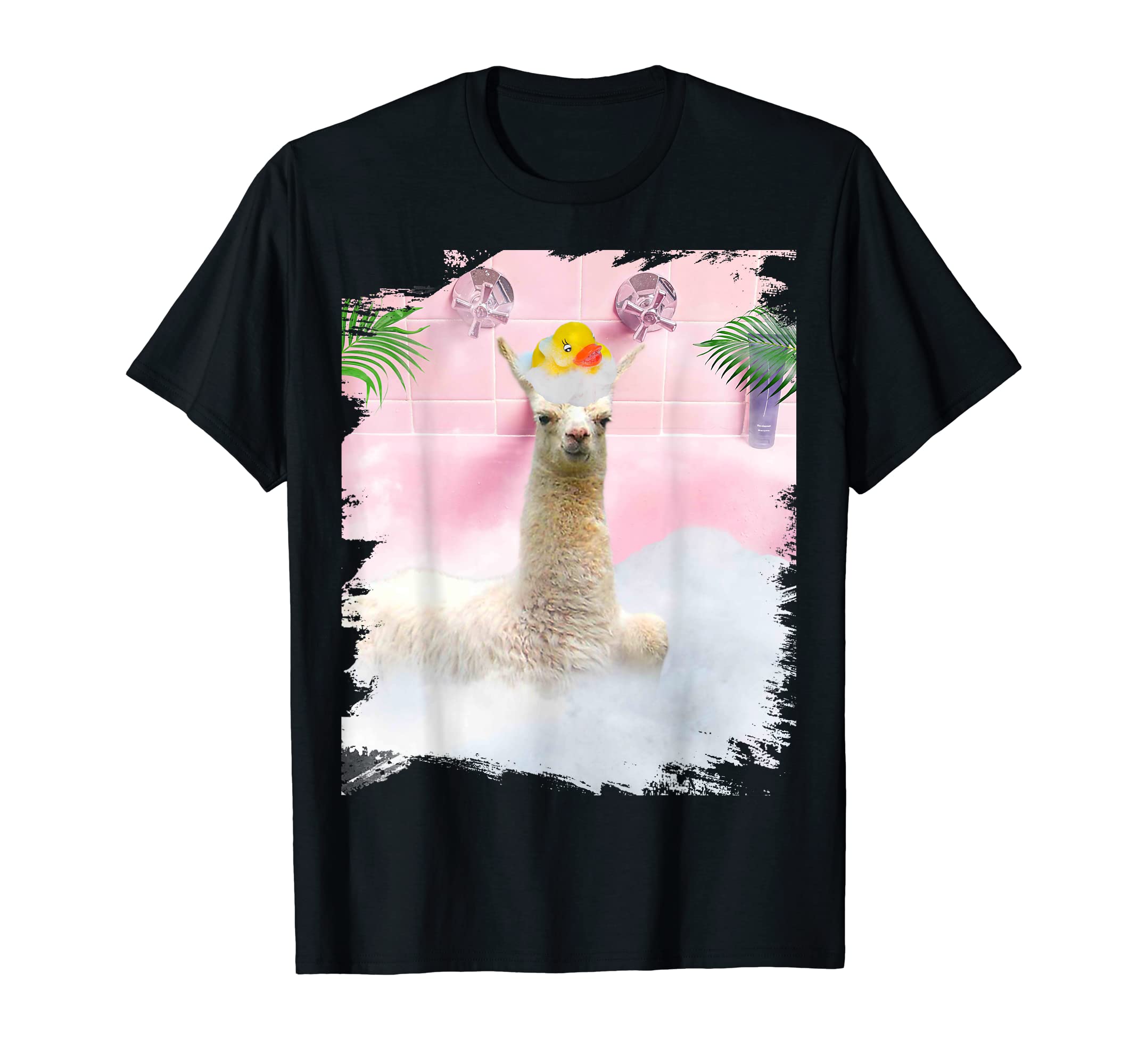 Cute Self-Care Bathing Llama Palm Bath T-Shirt