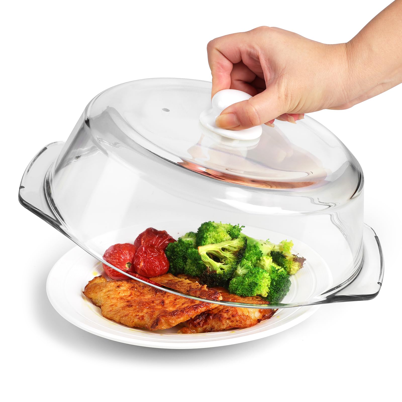 Photo 1 of ACEPRUT New Upgrade Glass Microwave Splatter Cover for Food with Ceramic Handle & Heat-resistant Screw, 100% Food Grade BPA Free & Dishwasher Safe Microwave Plate Cover