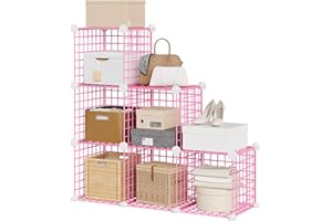 Garvee 6-Cube Wire Grid Storage Organizer, Modular Metal Shelf Unit with 12.6” Cubes, DIY Bookshelf for Bedroom, Closet, Livi