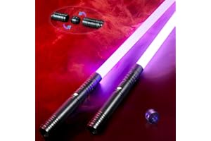 Oomyeh 2 in 1 Dueling Lightsaber Alloy Handle Update 15 Colors with 3 Modes Light Saber Type-C Rechargeable Lightsaber for Kids and Adults Children's Day (2 Pack Black)