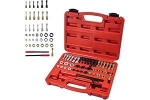AUTORY Thread Repair Kit - 42PCS Thread Chaser Set in UNC, UNF and Metric Size Thread Restorer Kit with 21PCS Rethreading Dies, 19PCS Rethreading Taps & 2 SAE Thread Files Rethread Repair Tool