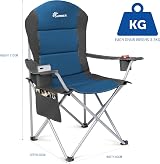 SUNMER Padded Camping Chairs Set of 2 Deluxe Folding Chairs Dark Blue 120kg view 7