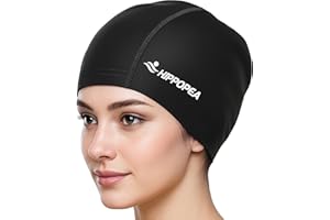 HIPPOPEA Water Resistant Fabric Swim Cap with PU Coating Layer - Elastic Cloth Swimming Cap, Breathable, Lightweight & Comfortable for Women Men Boy Girl