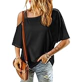 Dokotoo Women's Sexy Off Shoulder Tops 2025 Fashion T Shirts Blouses Summer Short Sleeve Casual Vacation Tees